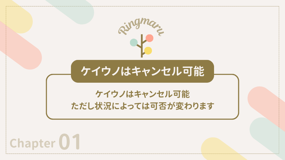ケイウノはキャンセル可能